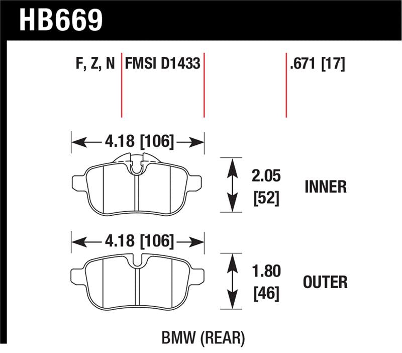 Hawk 09-12 BMW Z4 Rear Street Brake Pads