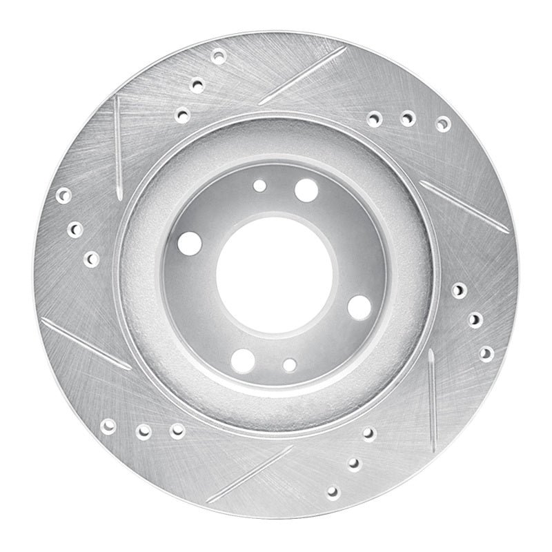 R1 12-17 Mitsubishi I-MIEV Front Right Drilled & Slotted Silver Brake Rotor