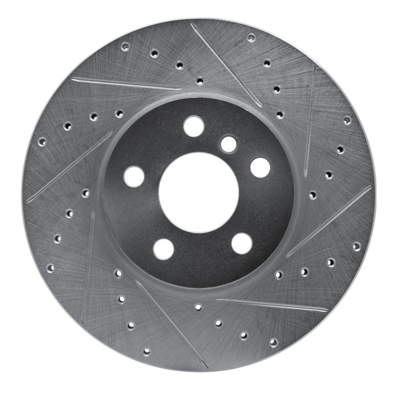 R1 16-24 Mini Cooper Clubman Front Right Drilled & Slotted Silver Brake Rotor
