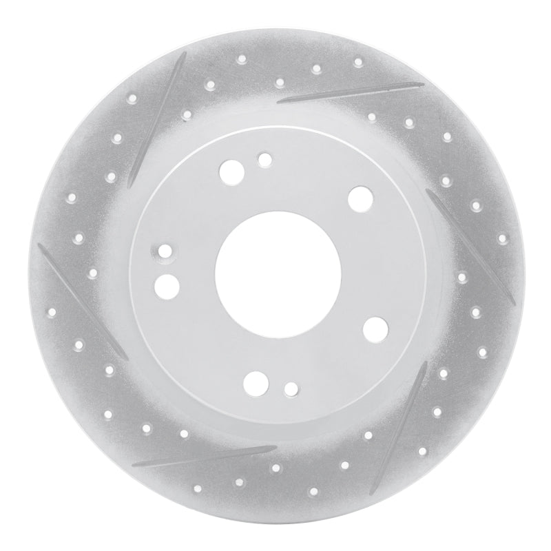 R1 16-25 Honda Civic Sedan Rear Left Drilled & Slotted Geo-Carbon Rotor
