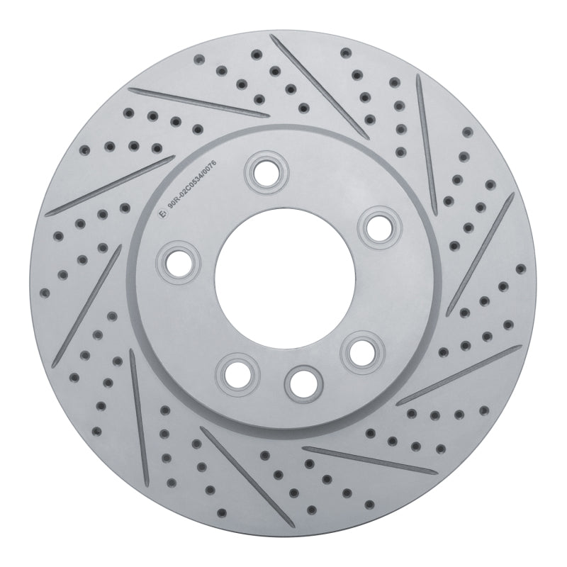 R1 03-18 Porsche Cayenne Right Front Drilled & Slotted Geo-Carbon Rotor