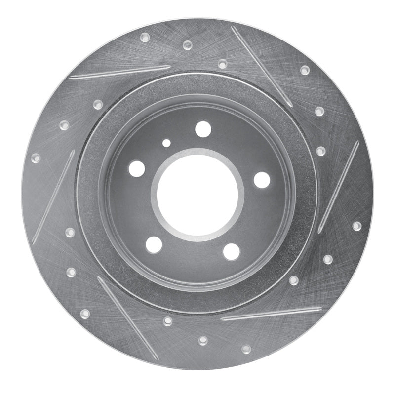 R1 06-11 Buick Lucerne Rear Left Drilled & Slotted Silver Brake Rotor