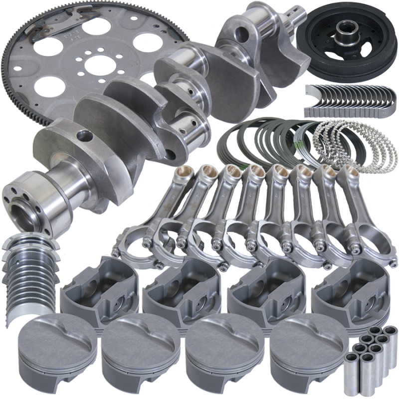 Eagle Chevy 350 1Pc 3.750in Crank 5.700in I-Beam Rod 4.030in Pistons 168 Tooth FP Balanced Assembly