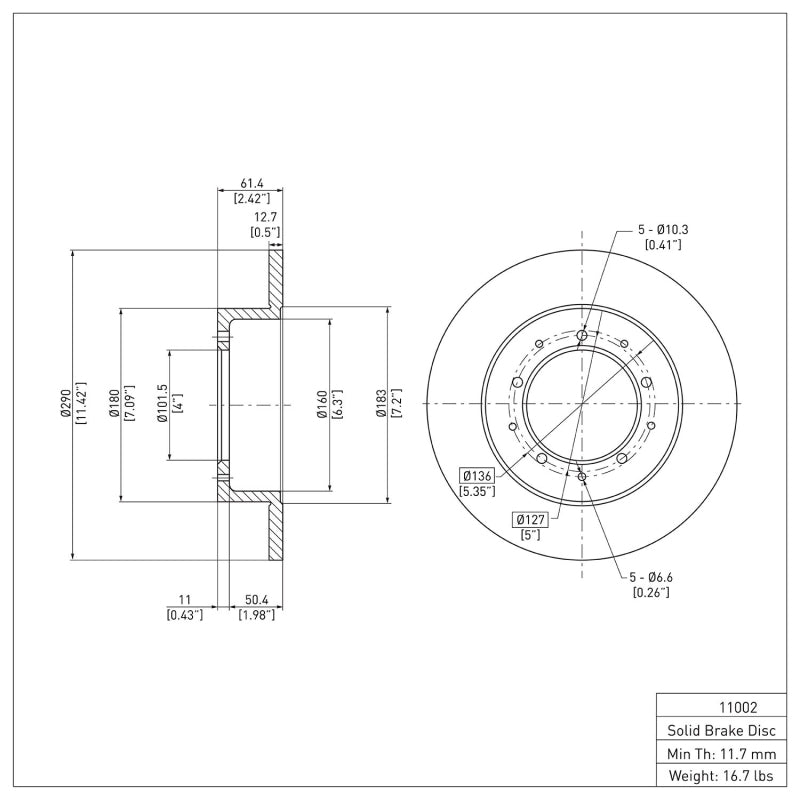 R1 74-16 Land Rover Defender (Mexico) Rear Brake Rotor