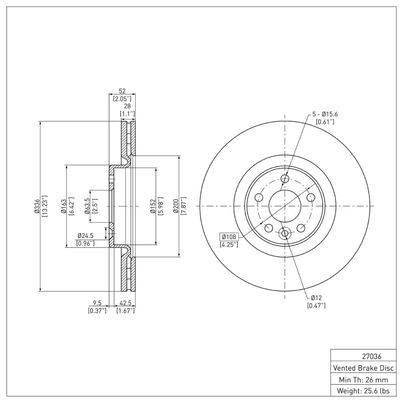 R1 07-16 Volvo S80 Front Brake Rotor