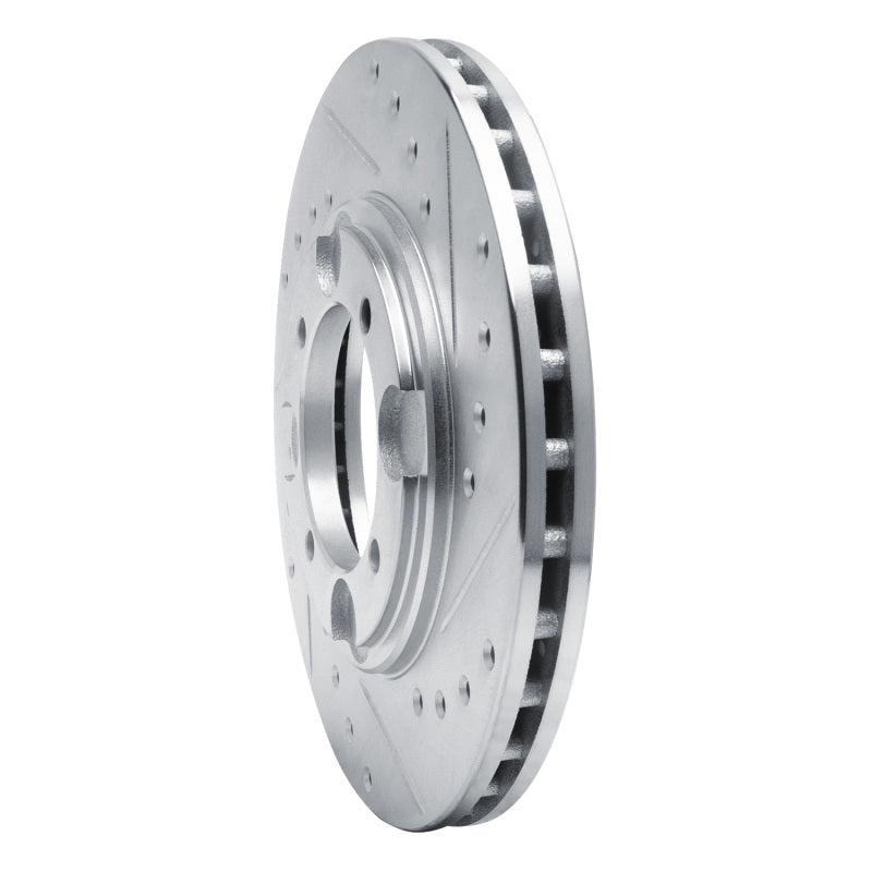 DFC 92-98 Hyundai Tiburon Front Right Drilled & Slotted Silver Brake Rotor