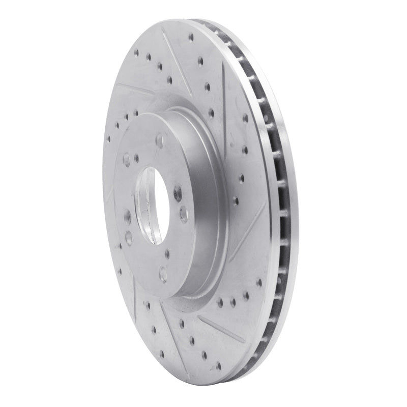 R1 06-15 Honda Civic Si Front Right Drilled & Slotted Silver Brake Rotor