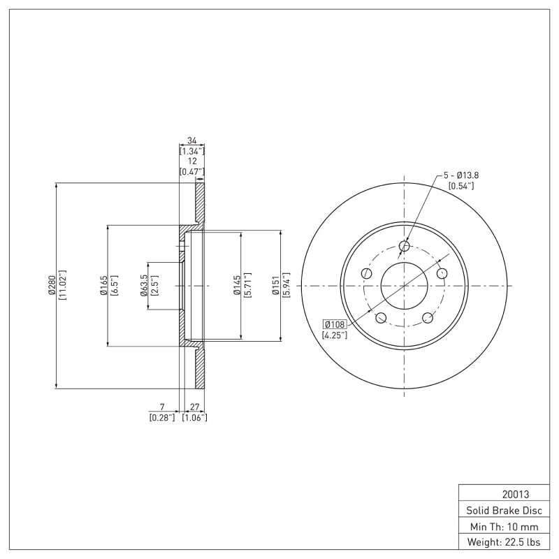 R1 01-08 Ford Mondeo (Mexico) Rear Brake Rotor