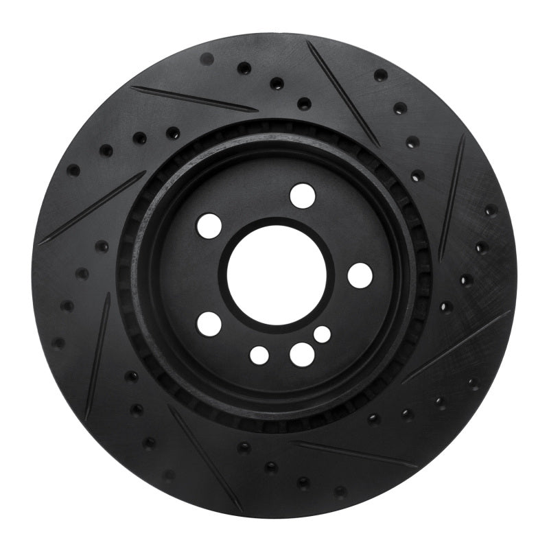 R1 92-99 Mercedes-Benz S420 Rear Left Drilled & Slotted Black Brake Rotor