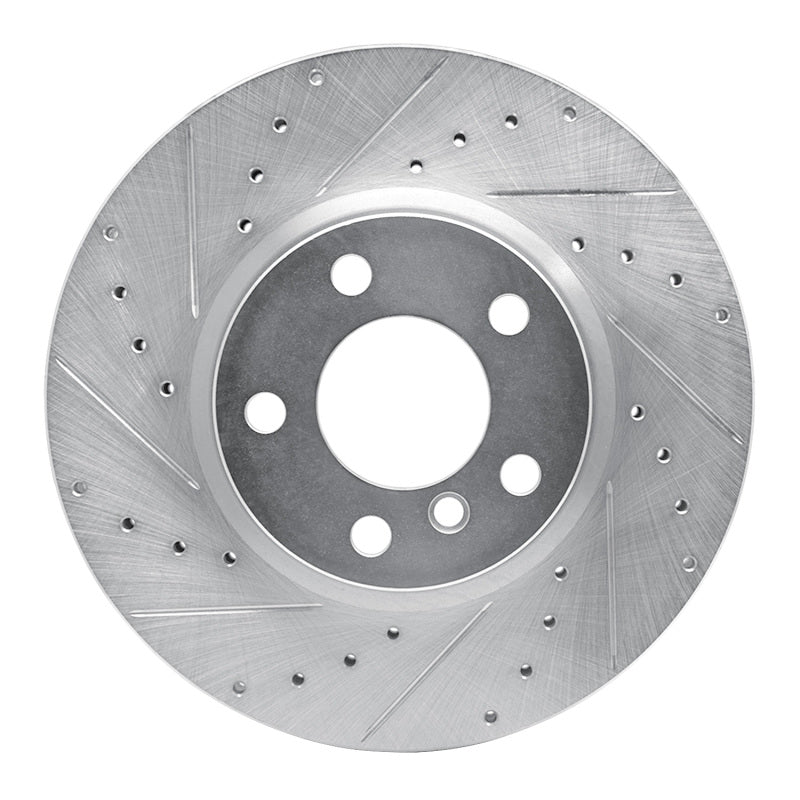 R1 11-18 BMW X3 Front Left Drilled & Slotted Silver Brake Rotor