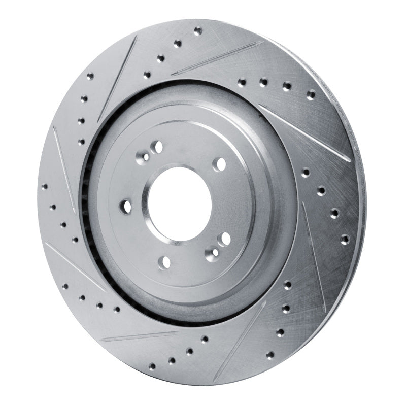 R1 19-22 Genesis G90 Rear Left Drilled & Slotted Silver Brake Rotor