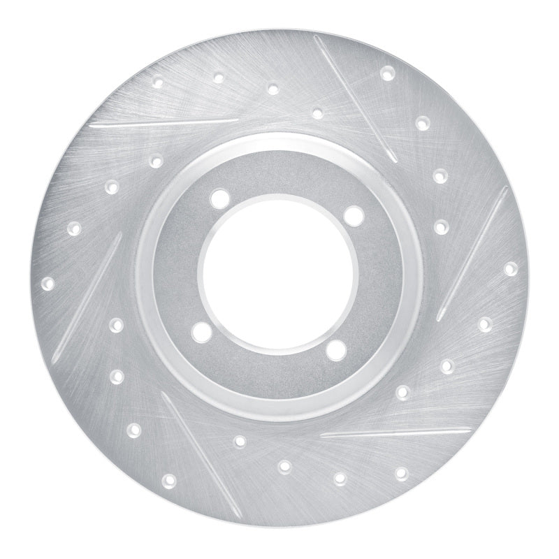 R1 61-76 Triumph TR250 Front Right Drilled & Slotted Silver Brake Rotor