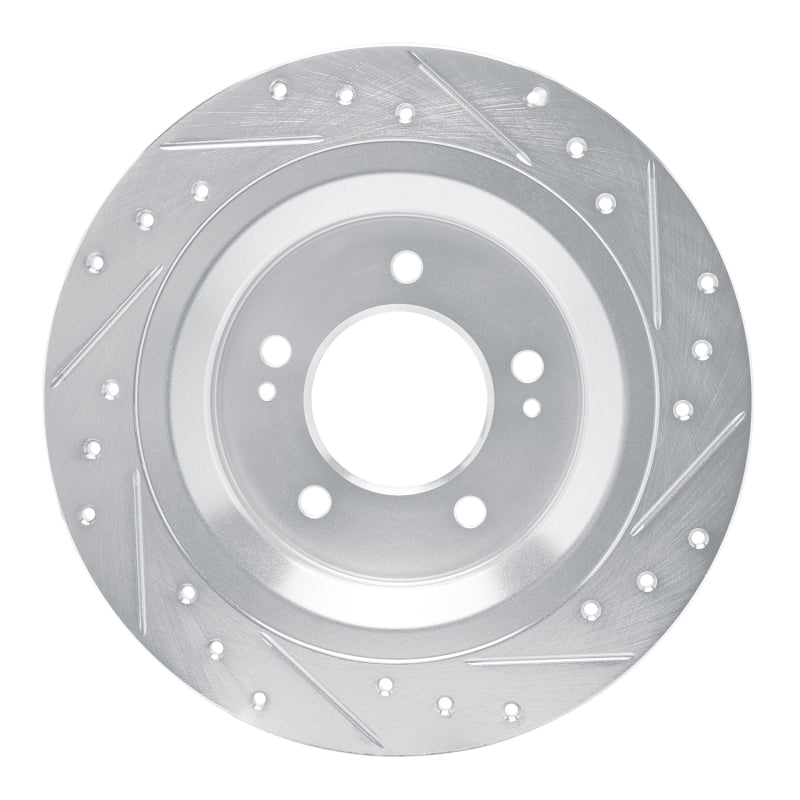 R1 2021-2025 Hyundai Kona EV Rear Left Drilled & Slotted Silver Brake Rotor