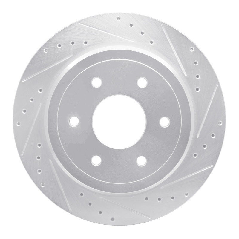 DFC 16-24 Nissan Titan XD Rear Right Drilled & Slotted Silver Brake Rotor