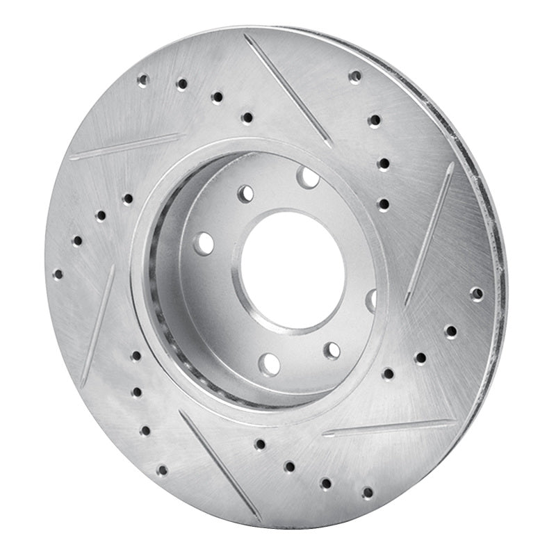 R1 93-06 Infiniti G20 Front Left Drilled & Slotted Silver Brake Rotor