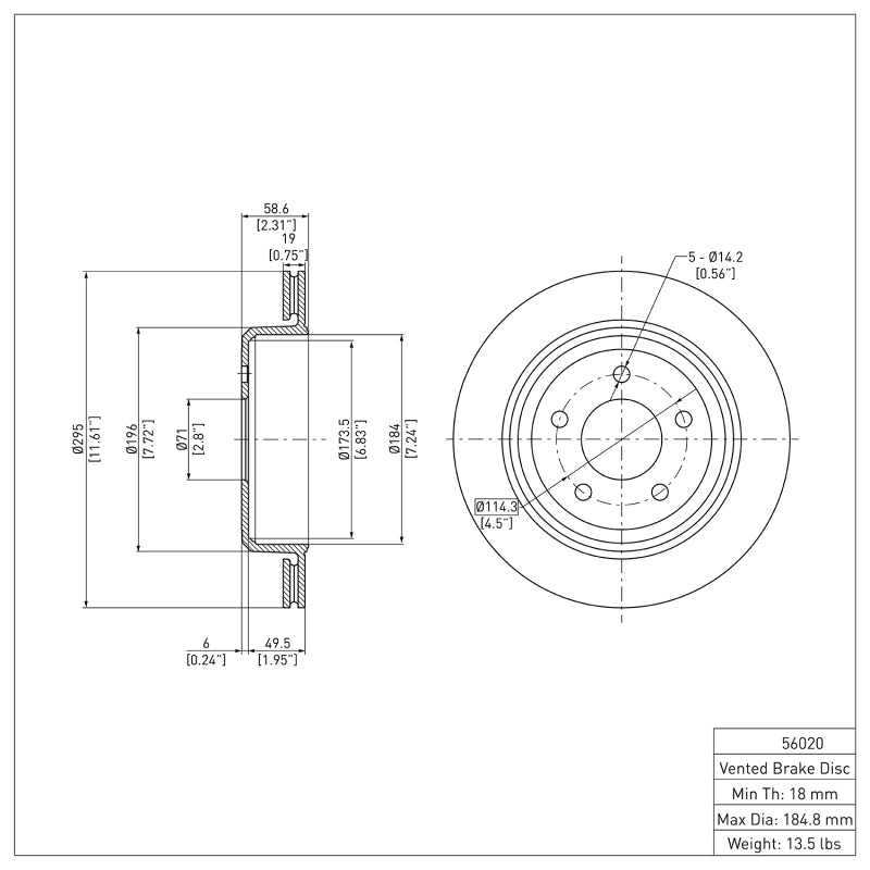 R1 2003-2011 Ford Crown Victoria Rear Brake Rotor