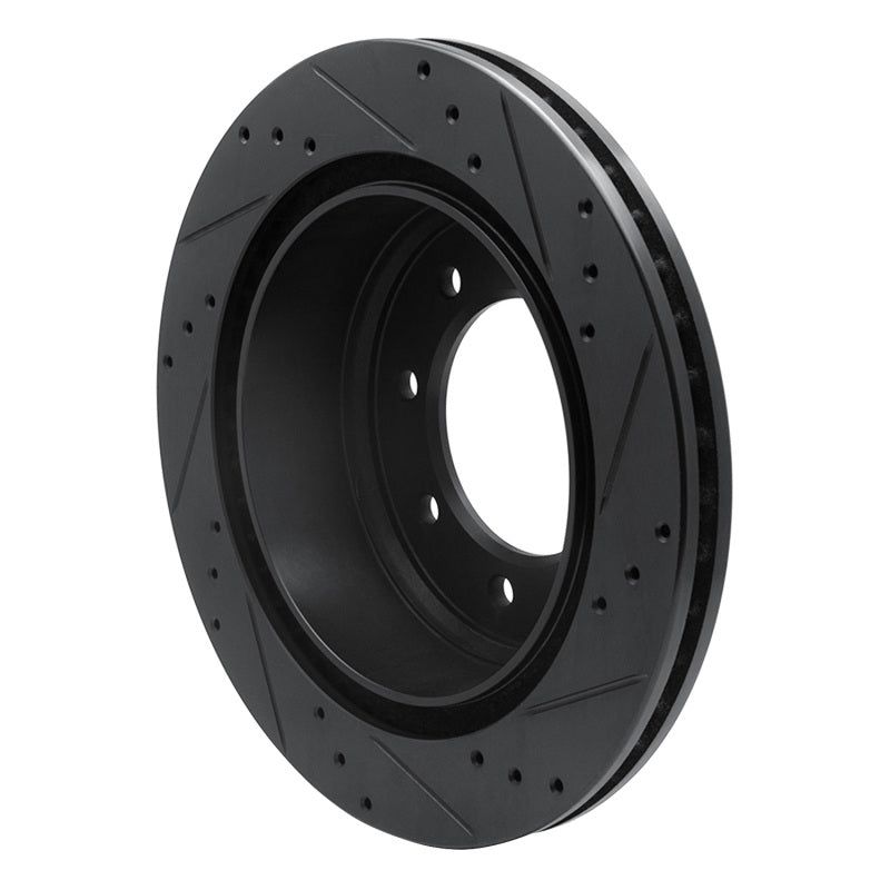 R1 12-21 Nissan NV1500 Rear Left Drilled & Slotted Black Brake Rotor