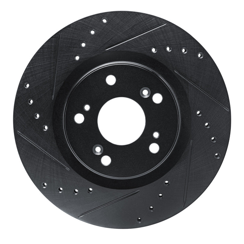 R1 12-16 Honda CR-V Front Left Drilled & Slotted Black Brake Rotor