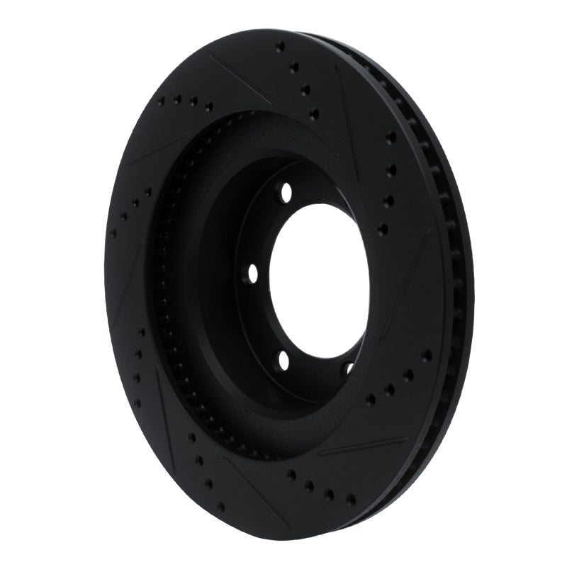 R1 03-09 Lexus GX470 Front Left Drilled & Slotted Black Brake Rotor