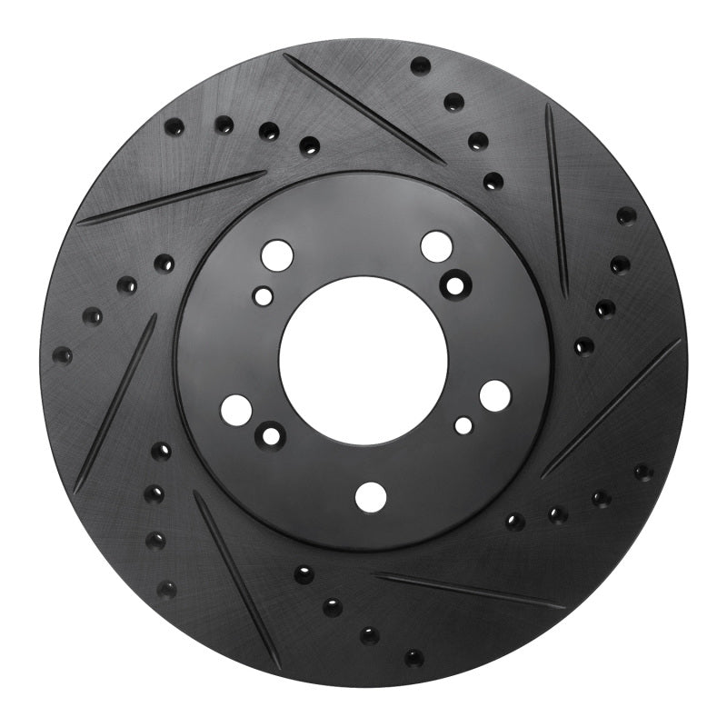 R1 93-95 Acura Legend Front Right Drilled & Slotted Black Brake Rotor