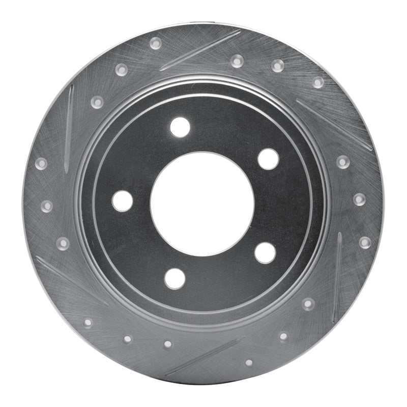 R1 93-04 Chrysler 300M Rear Left Drilled & Slotted Silver Brake Rotor