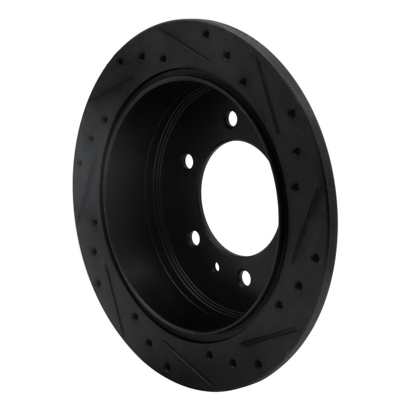 R1 06-10 Hummer H3T Rear Left Drilled & Slotted Black Brake Rotor