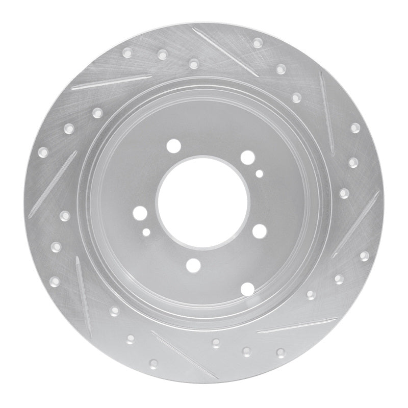 R1 07-15 Mitsubishi Outlander Rear Left Drilled & Slotted Silver Brake Rotor