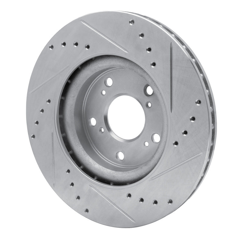 R1 12-16 Honda CR-V Front Left Drilled & Slotted Silver Brake Rotor