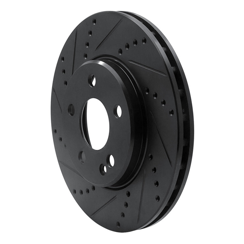 R1 06-11 Mercedes-Benz B200 Front Left Drilled & Slotted Black Brake Rotor