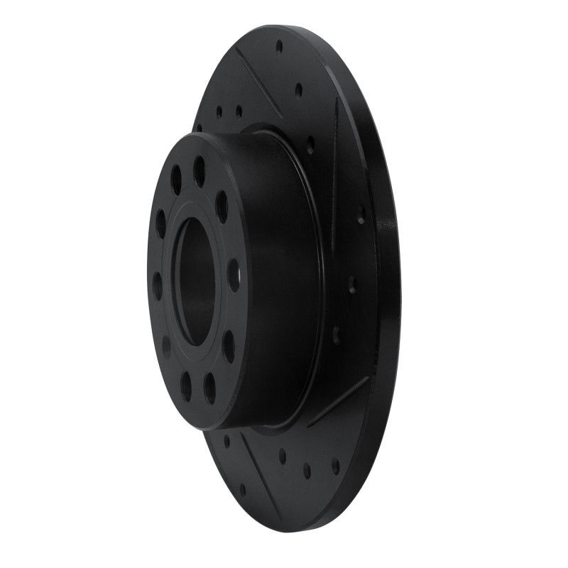R1 05-13 Audi A3 Rear Right Drilled & Slotted Black Brake Rotor