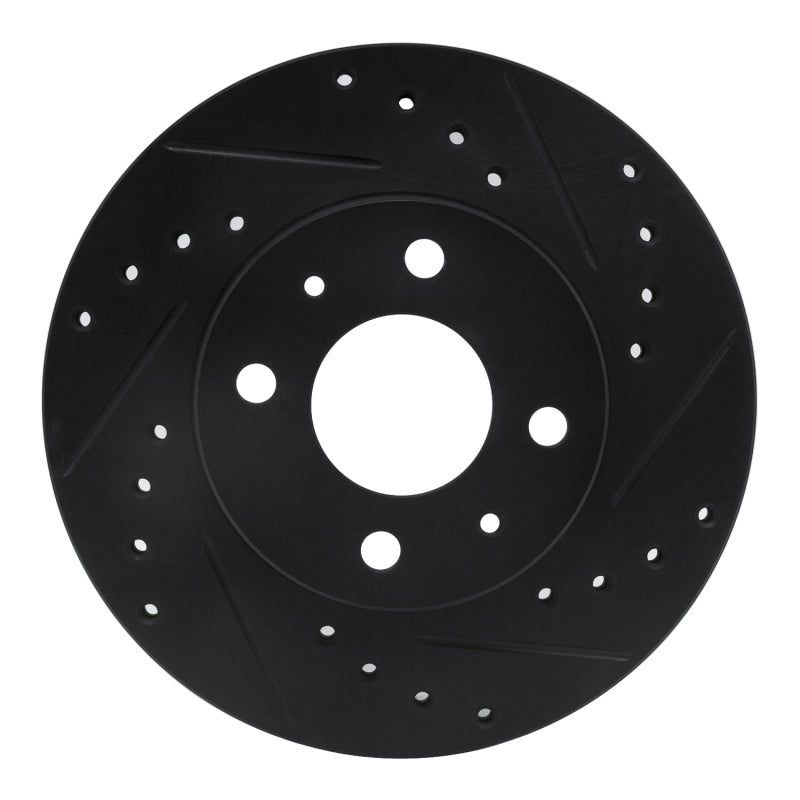 R1 88-06 Nissan NX Front Right Drilled & Slotted Black Brake Rotor
