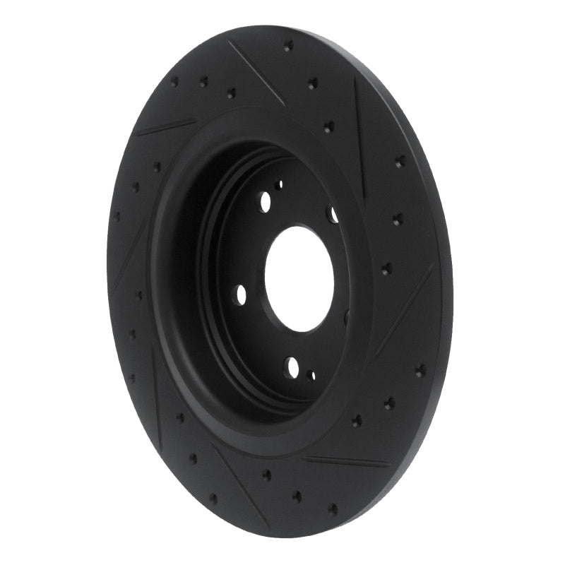 R1 17-20 Acura MDX Rear Left Drilled & Slotted Black Brake Rotor