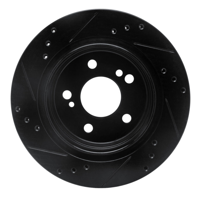 R1 92-94 Mercedes-Benz 500E Rear Right Drilled & Slotted Black Brake Rotor