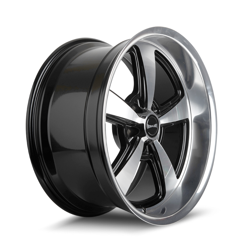 Ridler 652 17x8 / 5x114.3 BP / 0mm Offset / 83.82mm Hub Gls Blk w/ Diamond Cut Face & Lip Wheel
