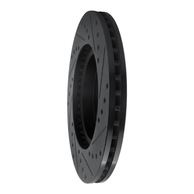 R1 07-14 Nissan Sentra Front Left Drilled & Slotted Black Brake Rotor