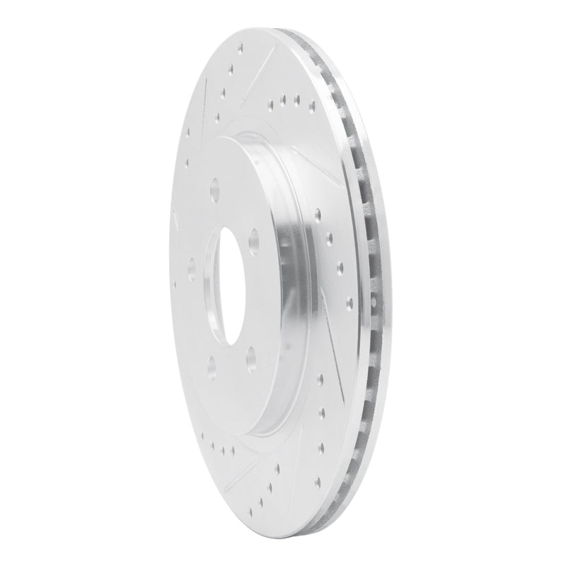 R1 05-14 Ford Mustang Rear Left Drilled & Slotted Silver Brake Rotor