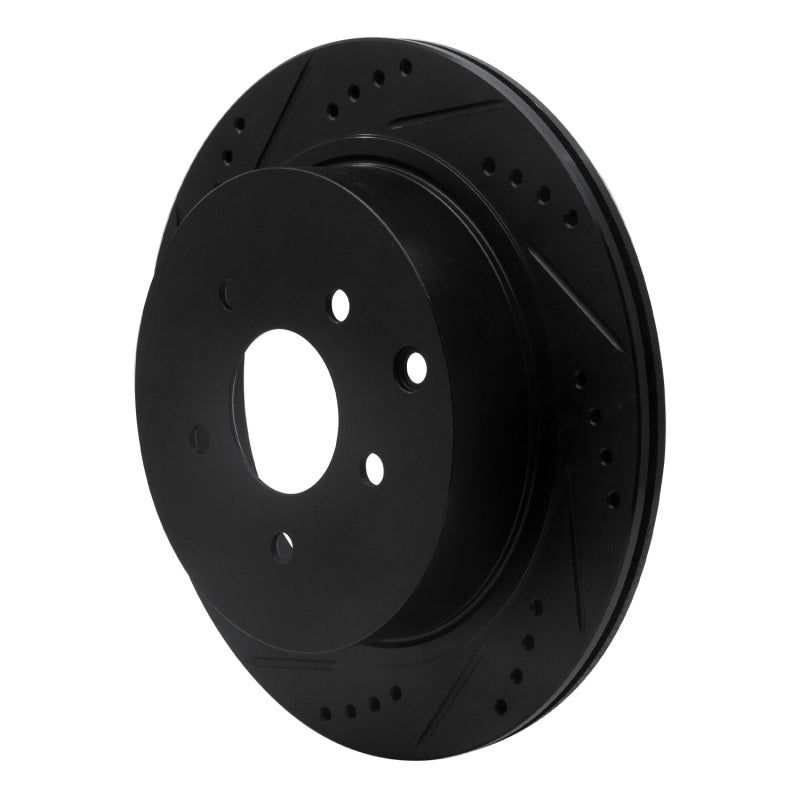 R1 2003-2024 Infiniti M37 Rear Left Drilled & Slotted Black Brake Rotor