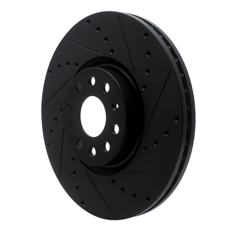R1 18-25 Volkswagen ATLAS Front Right Drilled & Slotted Black Brake Rotor