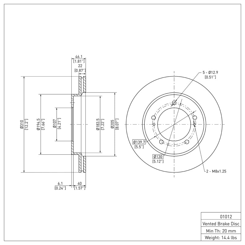 R1 96-98 Suzuki SIDEKICK Front Brake Rotor