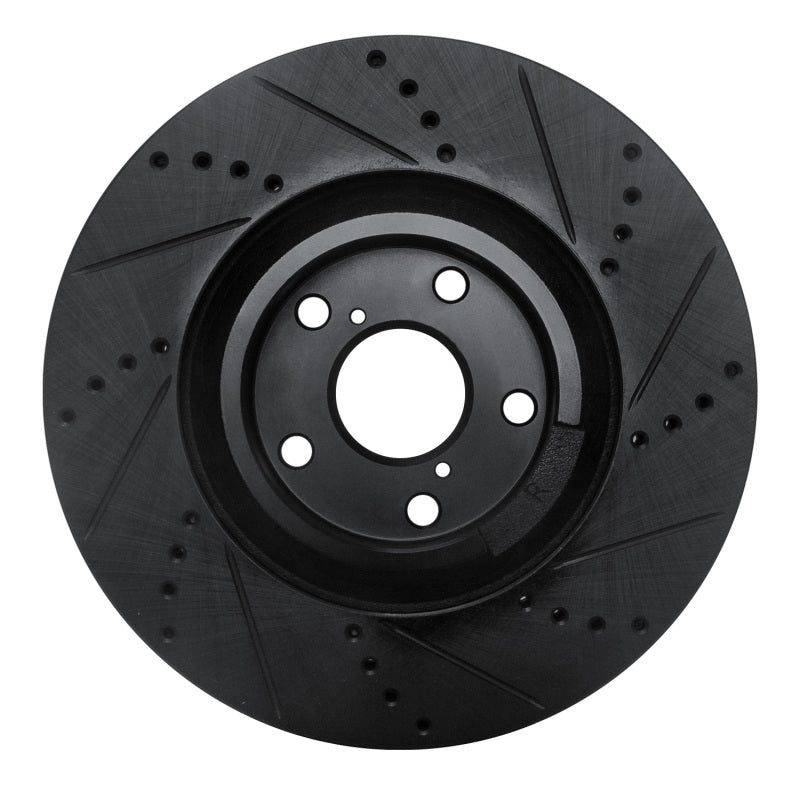 R1 93-98 Toyota Supra Right Front Drilled & Slotted Black Brake Rotor
