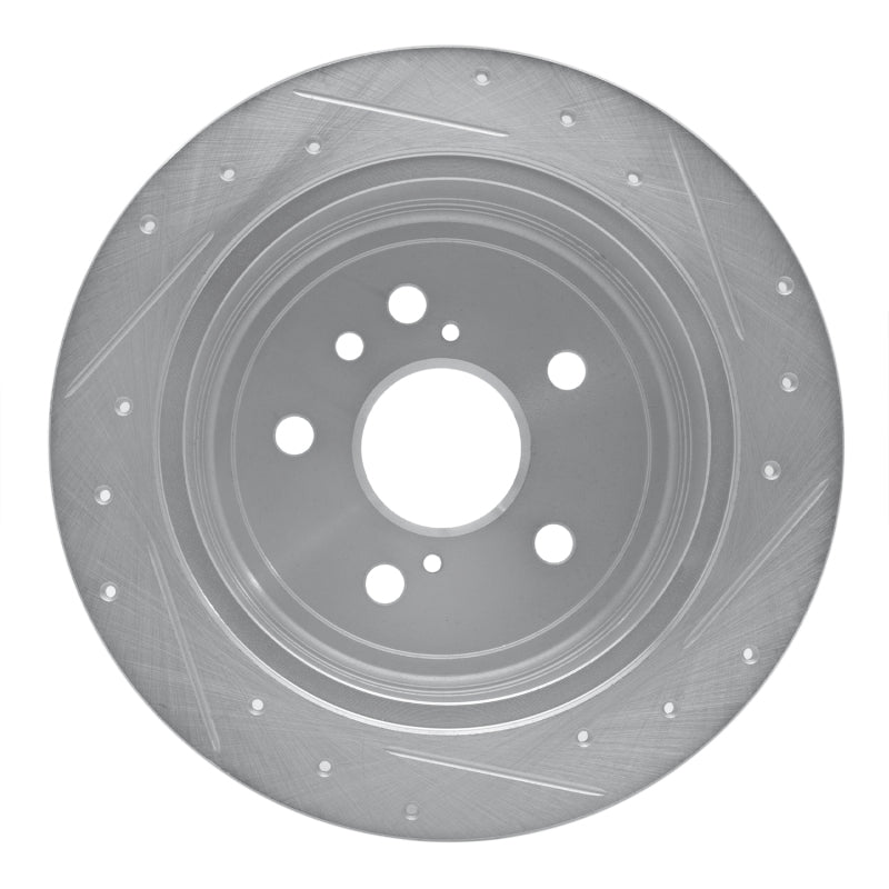 R1 04-09 Lexus RX330 Rear Left Drilled & Slotted Silver Brake Rotor