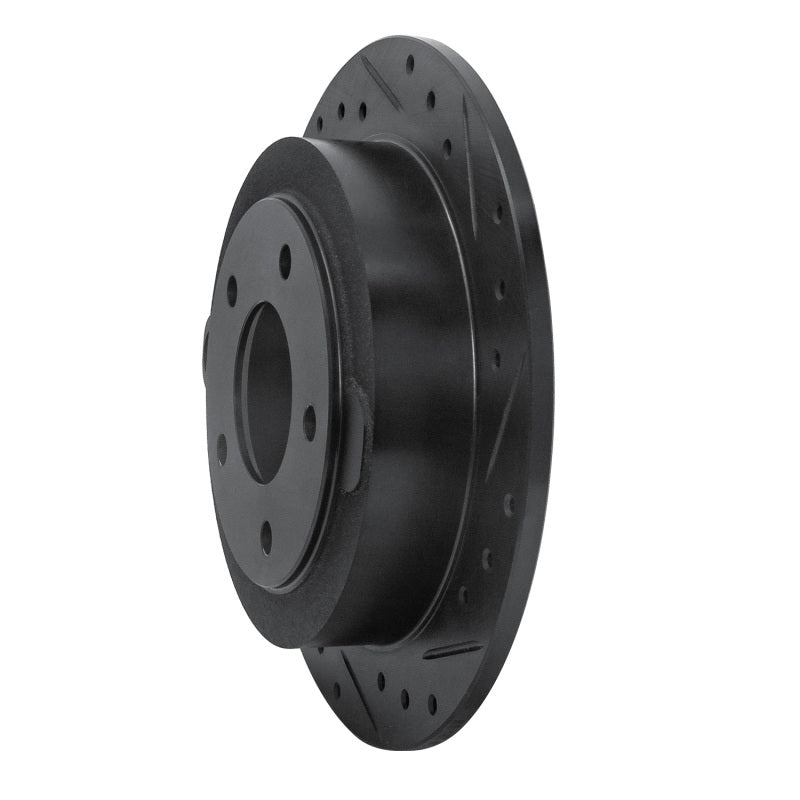 R1 95-02 Mazda Millenia Rear Right Drilled & Slotted Black Brake Rotor