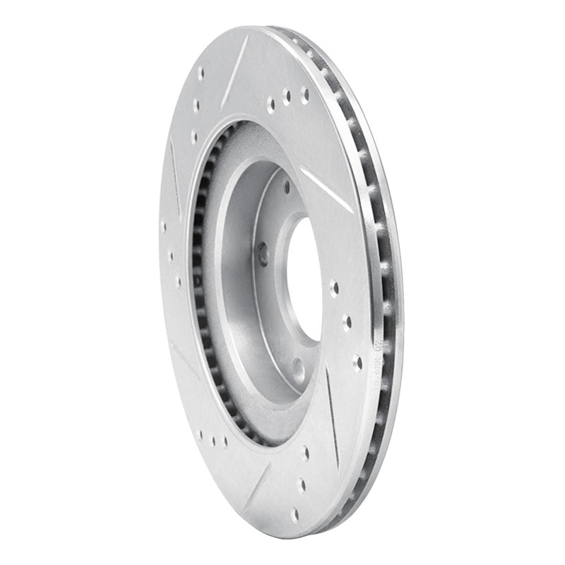 R1 12-17 Mitsubishi I-MIEV Front Right Drilled & Slotted Silver Brake Rotor