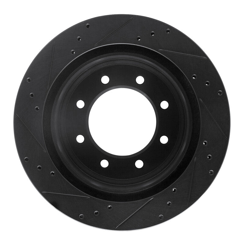 R1 12-21 Nissan NV1500 Rear Right Drilled & Slotted Black Brake Rotor