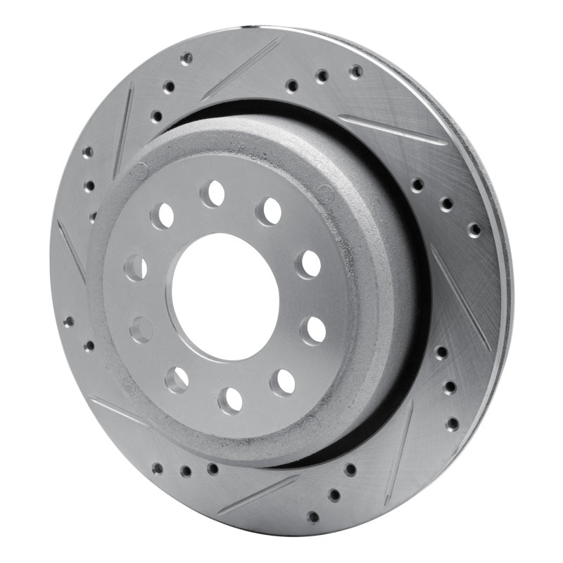 R1 03-11 Lincoln Town Car Rear Left Drilled & Slotted Silver Brake Rotor