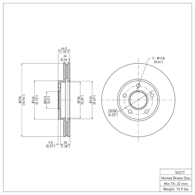 R1 10-13 Ford Transit Connect Front Brake Rotor