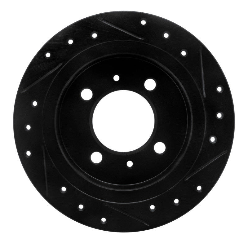 R1 91-06 Nissan NX Rear Left Drilled & Slotted Black Brake Rotor