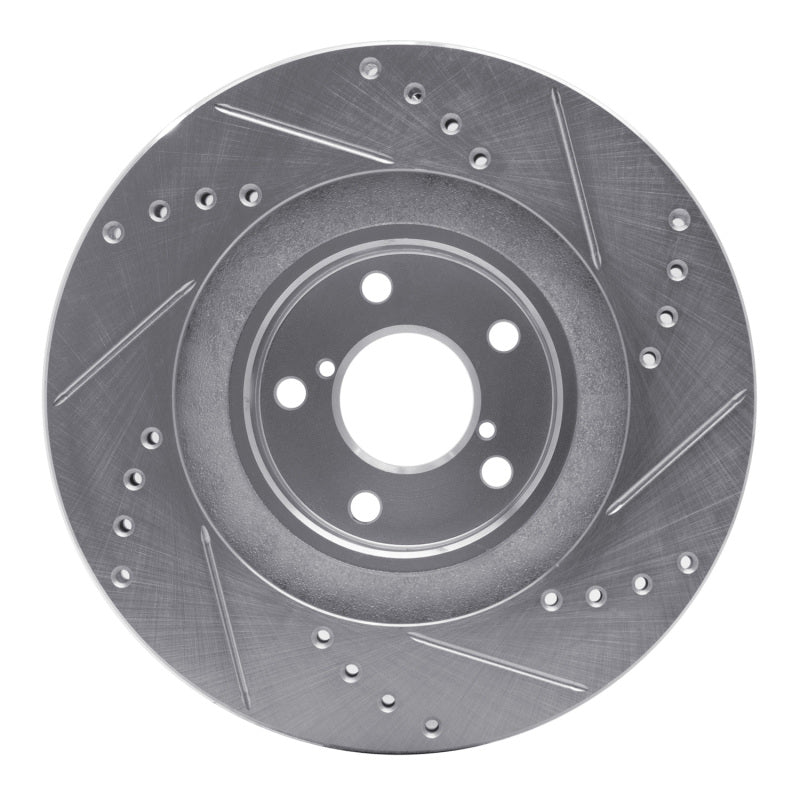 DFC 01-08 Saab 9-2X Front Left Drilled & Slotted Silver Brake Rotor