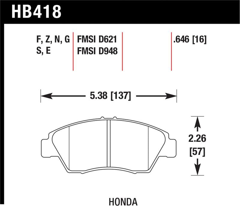 Hawk 02-06 RSX (non-S) Front / 03-09 Civic Hybrid / 04-05 Civic Si Rear Performance Ceramic Street
