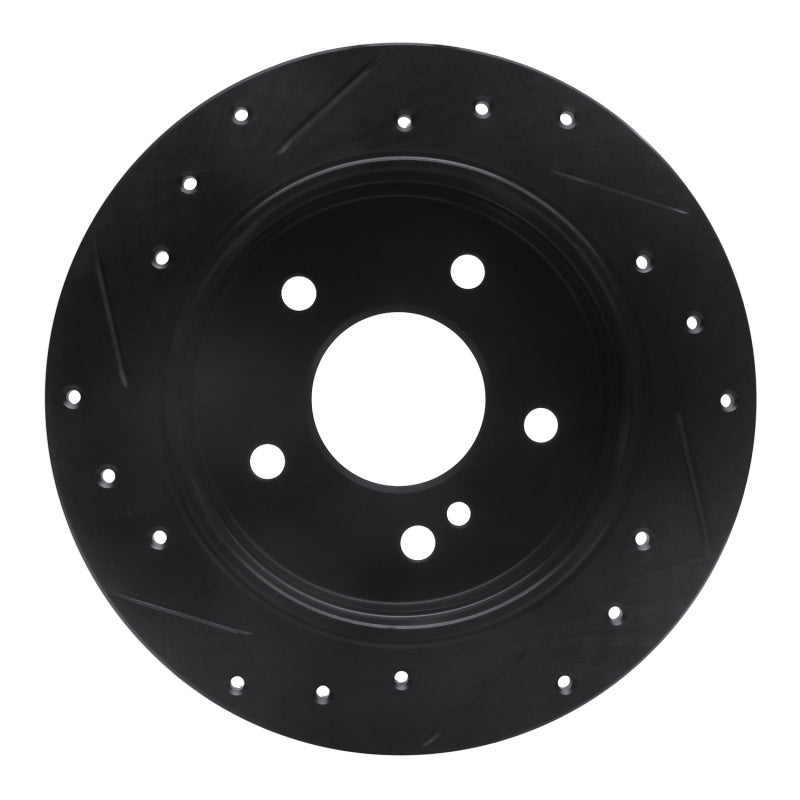R1 94-98 Mercedes-Benz C220 Rear Right Drilled & Slotted Black Brake Rotor